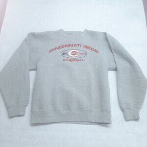 Cincinnati Red Baseball Y2K 2000 Gray Sweatshirt Majestic Medium Crew neck